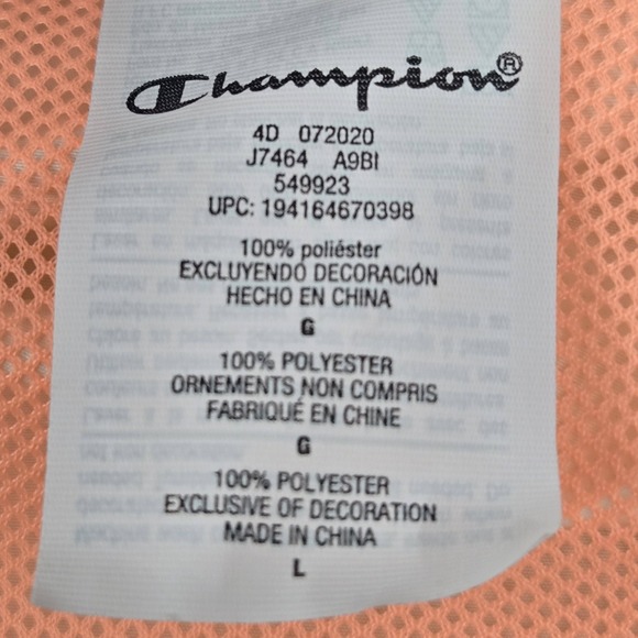 Champion Women Jacket L Pink Logo Embroidery Windbreaker Activewear Zipper - Picture 4 of 10
